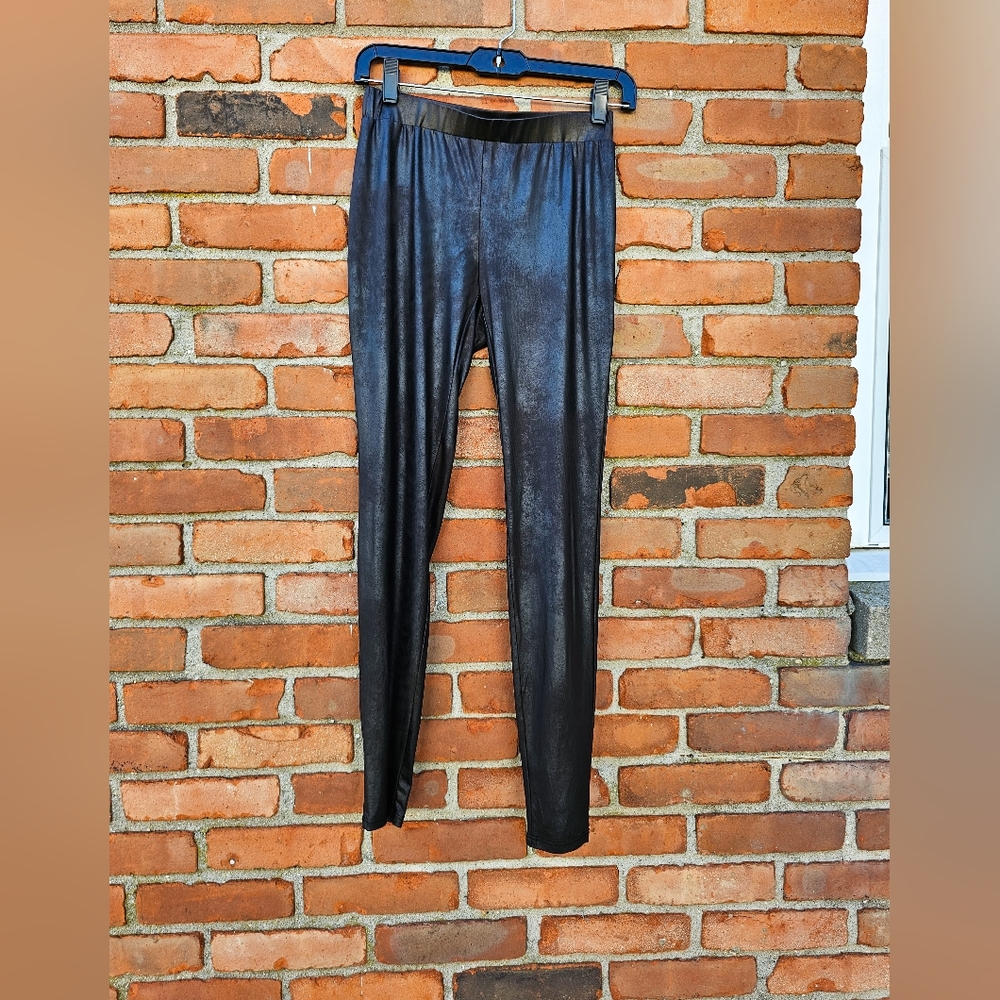 Vince Camuto Faux Leather Leggings Black Stretch Elastic Waist XS